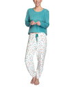 【送料無料】 ヘインズ レディース ナイトウェア アンダーウェア Women 039 s Animal-Print 2-Pc. Lounge Pajama Set Green/pinecones