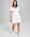 【送料無料】 アンドノウディス レディース ワンピース トップス Women's Cotton Eyelet Puff-Sleeve Dress White