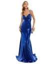 yz r[_[ fB[X s[X gbvX Juniors' Sweetheart-Neck Lace-Up-Back Gown Sapphire/Silver