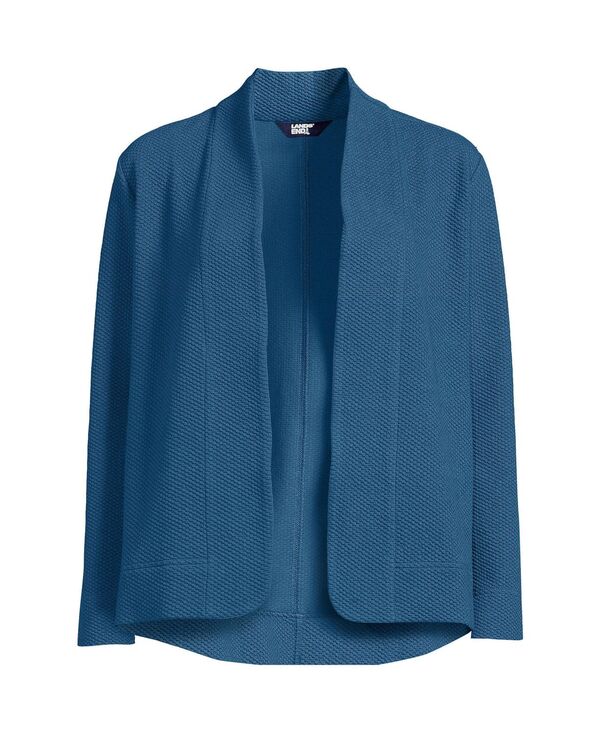  ランズエンド レディース ニット・セーター カーディガン アウター Women's Long Sleeve Textured Pique Cardigan Sweater Evening blue