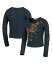 ̵ ǥɥ꡼ޡ ǥ ѡå  Women's Charcoal Distressed David Bowie Ziggy Stardust Thermal Cropped Pullover Sweatshirt Charcoal