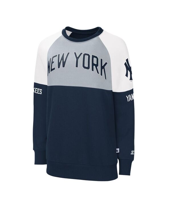 【送料無料】 スターター レディース パーカー・スウェット アウター Women's Navy Gray New York Yankees Baseline Raglan Pullover Sweatshirt Navy, Gray