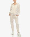 【送料無料】 ホワイトマーク レディース ナイトウェア アンダーウェア Women 039 s Velour Tracksuit Loungewear 2pc Set Pearl