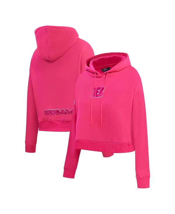 ̵ ץ ǥ ѡå աǥ  Women's Cincinnati Bengals Triple Pink Cropped Pullover Hoodie Pink