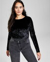 【送料無料】 アンドノウディス レディース シャツ トップス Women 039 s Crewneck Long-Sleeve Velvet Bodysuit Black