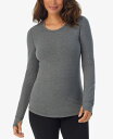 【送料無料】 クドルドッズ レディース シャツ トップス Women 039 s Cottonwear Scoop-Neck Thumbhole Top Dark Charcoal Heather