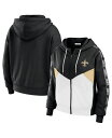 yz EFA oC G Ah[Y fB[X p[J[EXEFbg t[fB[ AE^[ Women's Black White New Orleans Saints Color-Block Full-Zip Hoodie Black, White