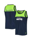 【送料無料】 スターター メンズ タンクトップ トップス Men's College Navy Neon Green Seattle Seahawks Team Touchdown Fashion Tank Top Navy, Neon Green