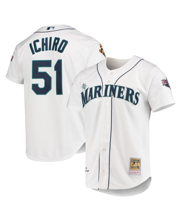 【送料無料】 ミッチェル&ネス メンズ シャツ トップス Men's Ichiro Suzuki White Seattle Mariners 2001 MLB All-Star Game Cooperstown Collection Authentic Jersey White