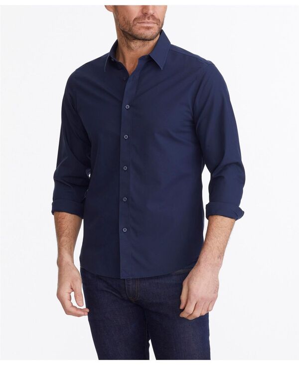 【送料無料】 アンタックイット メンズ シャツ トップス Men's Slim Fit Wrinkle-Free Castello Button Up Shirt Navy