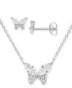 【送料無料】 ジャーニ ベルニーニ レディース ネックレス・チョーカー・ペンダントトップ アクセサリー 2-Pc. Set Cubic Zirconia Butterfly Pendant Necklace & Matching Stud Earrings in Sterling Silver Sterling Silver