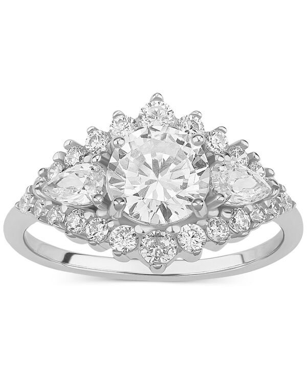 yz W[j xj[j fB[X O ANZT[ Cubic Zirconia Halo Cluster Ring in Sterling Silver Sterling Silver