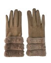 【送料無料】 マーカスアドレール レディース 手袋 アクセサリー Faux Fur Cuff Faux Suede Touchscreen Glove Tan