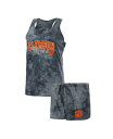 【送料無料】 コンセプツ スポーツ レディース ナイトウェア アンダーウェア Women's Charcoal Clemson Tigers Billboard Tie-Dye Tank Top and Shorts Sleep Set Charcoal