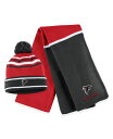 【送料無料】 ウェア バイ エリン アンドルーズ レディース 帽子 アクセサリー Women's Red Atlanta Falcons Colorblock Cuffed Knit Hat with Pom and Scarf Set Red