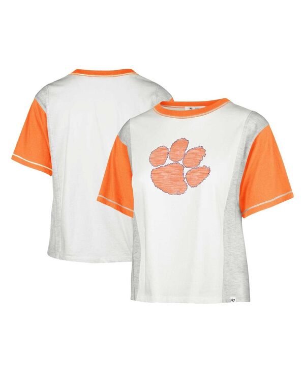 yz 47uh fB[X TVc gbvX Women's White Distressed Clemson Tigers Premier Tilda T-shirt White