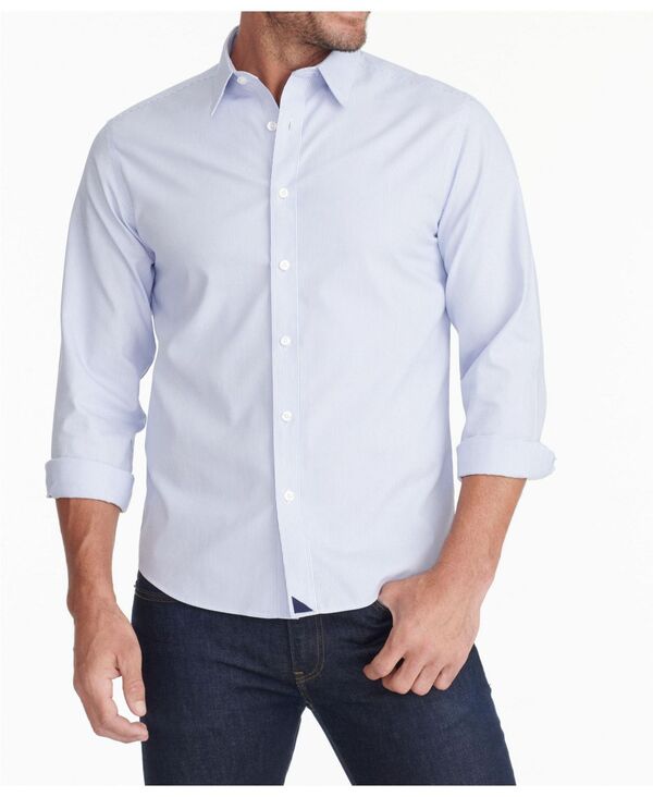  アンタックイット メンズ シャツ トップス Men's Slim Fit Wrinkle-Free Bordeaux Button Up Shirt Blue