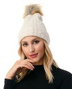 【送料無料】 マーカスアドレール レディース 帽子 ニットキャップ アクセサリー Women's Cable Knit Faux Fur Pom Beanie Ivory