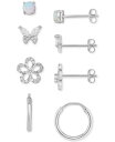 yz W[j xj[j fB[X sAXECO ANZT[ 4-Pc. Set Synthetic Opal & Cubic Zirconia Stud & Hoop Earrings in Sterling Silver Sterling Silver