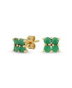 【送料無料】 ブリング レディース ピアス イヤリング アクセサリー Minimalist Geometric Genuine 14K Yellow Gold Square Gemstone Stud Earrings for Women Teens Green
