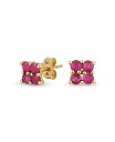 【送料無料】 ブリング レディース ピアス イヤリング アクセサリー Minimalist Geometric Genuine 14K Yellow Gold Square Gemstone Stud Earrings for Women Teens Red