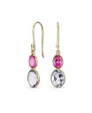 【送料無料】 ブリング レディース ピアス イヤリング アクセサリー Classic Elegant Genuine 10K Gold Faceted Briolette Gemstone Bezel Set Double Oval Amethyst Pink Sapphire Dangle Drop Earrings For Women Wire Fish Hook Purple amethyst