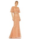 【送料無料】 マックダガル レディース ワンピース トップス Women's Embellished Neck Butterfly Sleeve Trumpet...