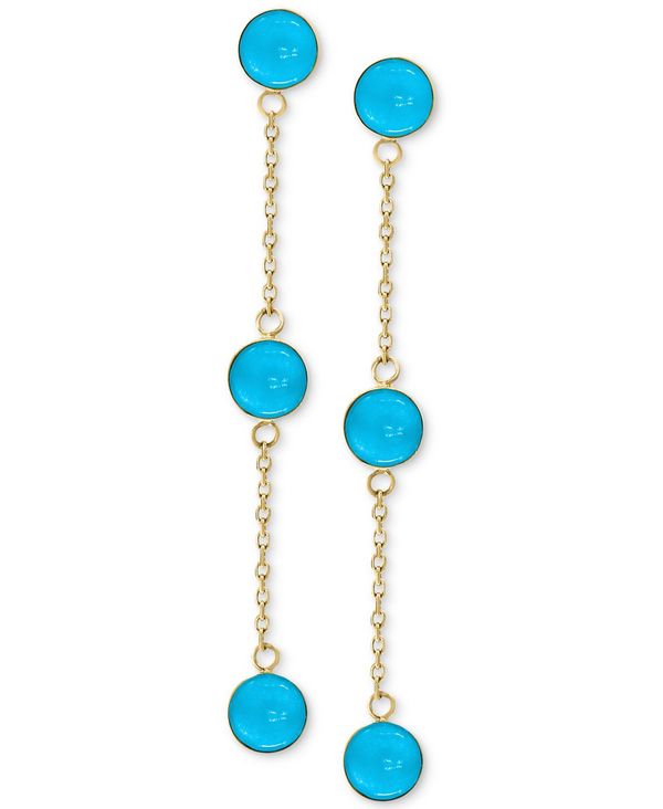 GtB[ fB[X sAXECO ANZT[ EFFY&reg; Turquoise (5mm) Drop Earrings in 14k Gold Yellow Gold