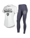 yz RZvc X|[c fB[X iCgEFA A_[EFA Women's White Charcoal Las Vegas Raiders Sonata T-shirt and Leggings Sleep Set White, Charcoal