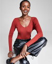 【送料無料】 アンドノウディス レディース ニット セーター アウター Women 039 s V-Neck Ribbed Sweater-Knit Long-Sleeve Bodysuit Fireside