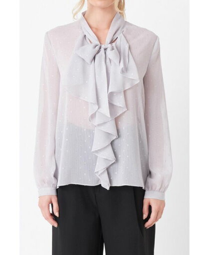 【送料無料】 エンドレスローズ レディース シャツ ブラウス トップス Women's Tied Ruffle Blouse Silver 【送料無料】 エンドレスローズ レディース シャツ ブラウス トップス Women's Tied Ruffle Blouse Silver