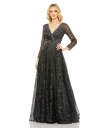 【送料無料】 マックダガル レディース ワンピース トップス Women's Embellished Illusion Long Sleeve V Neck G...