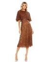【送料無料】 マックダガル レディース ワンピース トップス Women's Embellished Cape High Neck Midi Dress Cop...