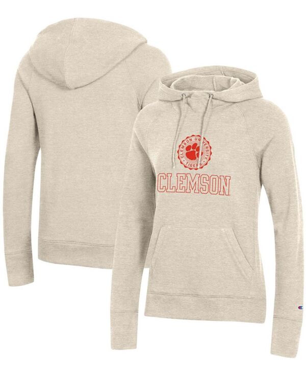 ̵ ԥ ǥ ѡå աǥ  Women's Heathered Oatmeal Clemson Tigers College Seal Pullover Hoodie Oatmeal