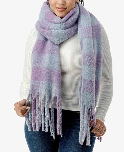 【送料無料】 マーカスアドレール レディース マフラー・ストール・スカーフ アクセサリー Women's Cozy Plaid Blanket Scarf with Fringe Blue 【送料無料】 マーカスアドレール レディース マフラー・ストール・スカーフ アクセサリー Women's Cozy Plaid Blanket Scarf with Fringe Blue