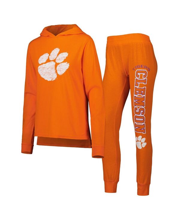 【送料無料】 コンセプツ スポーツ レディース ナイトウェア アンダーウェア Women's Orange Clemson Tigers Long Sleeve Hoodie T-shirt and Pants Sleep Set Orange