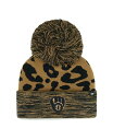 【送料無料】 47ブランド レディース 帽子 アクセサリー Women's Milwaukee Brewers Leopard Rosette Cuffed Knit Hat with Pom Brown