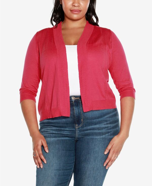 【送料無料】 ベルディーニ レディース ニット・セーター アウター Plus Size 3/4 Sleeve Open Cardigan Sweater Azalea