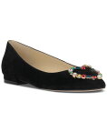 【送料無料】 ジェシカシンプソン レディース パンプス シューズ Women's Elika Pointed-Toe Embellished Ballet Flats Black Suede