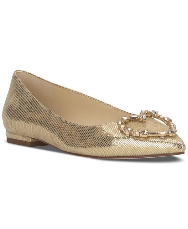 【送料無料】 ジェシカシンプソン レディース パンプス シューズ Women's Elika Pointed-Toe Embellished Ballet Flats Gold Synthetic