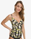 yz _i L j[[N fB[X gbv̂  Women's Twist-Front Tankini Top Fluro Yellow Multi (Smudged Abstract Print)