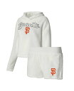 【送料無料】 コンセプツ スポーツ レディース ナイトウェア アンダーウェア Women's Cream San Francisco Giants Fluffy Hoodie Top and Shorts Sleep Set Cream