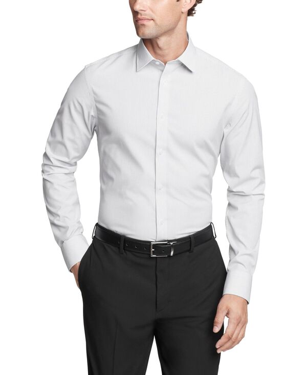 カルバン・クライン 【送料無料】 カルバンクライン メンズ シャツ トップス Men's Refined Cotton Stretch Slim Fit Wrinkle Resistant Dress Shirt Gray
