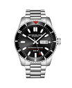 yz XgD[O Y rv ANZT[ Men's Aquadiver Silver-tone Stainless Steel Black Dial 51mm Round Watch Silver-tone