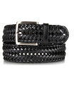 【送料無料】 ナウティカ メンズ ベルト アクセサリー Men's Woven Leather Belt Black