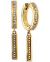 yz GXN@CA Y sAXECO ANZT[ Diamond Bar Dangle Bar Hoop Earrings (1/5 ct. t.w.) in 14k Gold-Plated Sterling Silver Created for Macy's Gold Over Silver