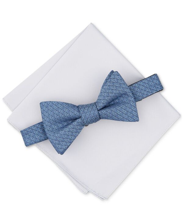 yz At@j Y lN^C ANZT[ Men's Stirling Geo-Pattern Bow Tie & Solid Pocket Square Set Created for Macy's Blue