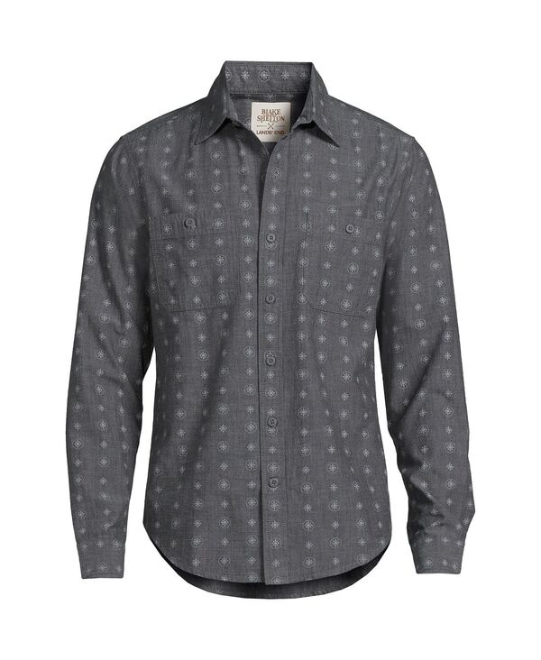 【送料無料】 ランズエンド メンズ シャツ トップス Blake Shelton x Men 039 s Traditional Fit Lightweight Work Shirt Records and stars