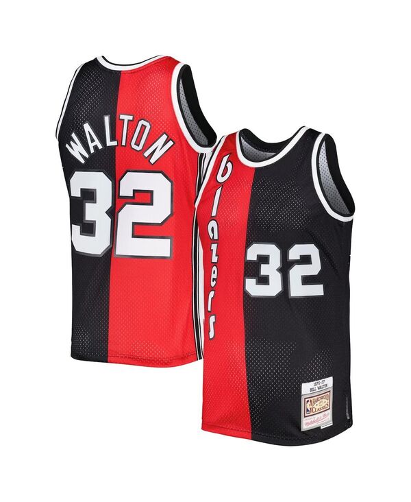 【送料無料】 ミッチェル ネス メンズ シャツ トップス Men 039 s Bill Walton Red Black Portland Trail Blazers Hardwood Classics 1976-77 Split Swingman Jersey Red, Black