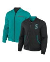 【送料無料】 ファナティクス メンズ ジャケット・ブルゾン アウター Men's Darius Rucker Collection by Black Aqua Seattle Mariners Reversible Full-Zip Bomber Jacket Black, Aqua
